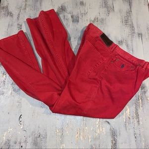 Polo Ralph Lauren Denim 34/32 Red Pants Regular Fit w/ Polo Rider VERY COOL LOOK